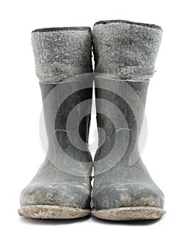 Rubber shoes with felt linen