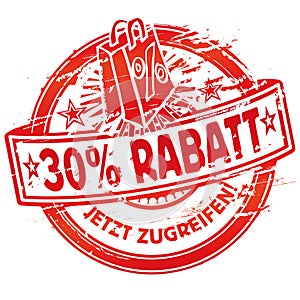 Rubber stamp 30% off shopping bag