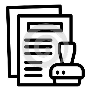Rubber stamp approving official documents icon