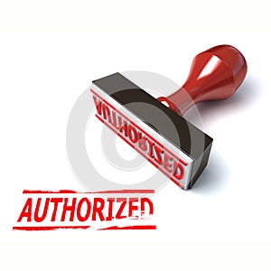 Rubber stamp authorized 3d rendering photo