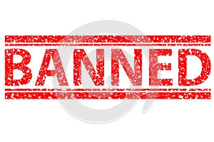 Rubber Stamp, Banned, at White Background