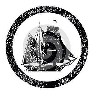 Rubber stamp with brigantine