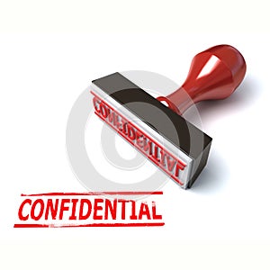 Rubber stamp confidential 3d rendering