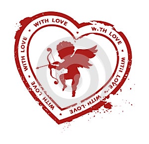 Rubber stamp with cupid silhouette