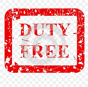 Rubber stamp effect, duty free, at transparent effect background