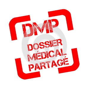 Rubber stamp with french text shared medical record