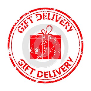 Rubber stamp gift delivery for winter holiday christmas and new year