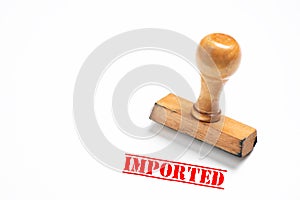 Rubber stamp with imported sign on white background