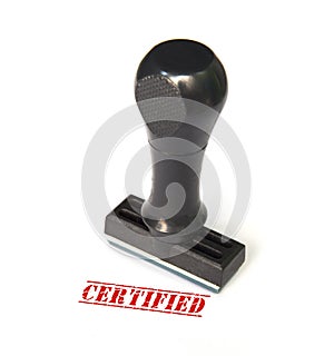 A rubber stamp isolated on white background - Certified