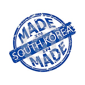 Rubber stamp label, production in south korea, sign asian quality