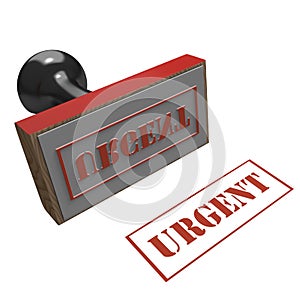 Rubber stamp with message of Urgent