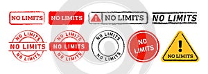 rubber stamp no limits label sticker sign for unlimited quote typography unlimited photo