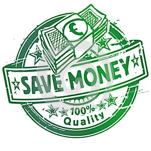 Rubber stamp with save money