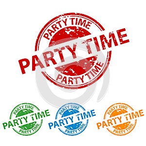 Rubber Stamp Seal - Party Time - Colorful Vector Set