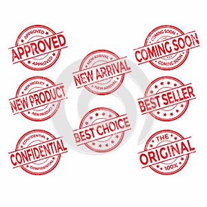 Rubber stamp set isolated on white background