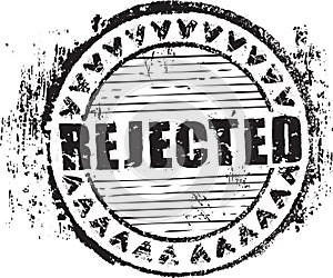 Rubber stamp shape with the word rejected