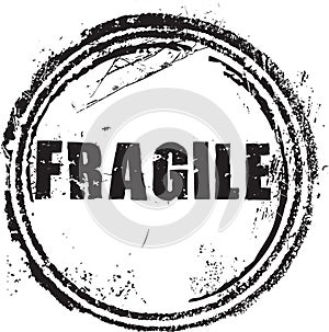 Rubber stamp with the text fragile