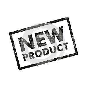 Rubber stamp with text new product inside square. Vector flat illustration
