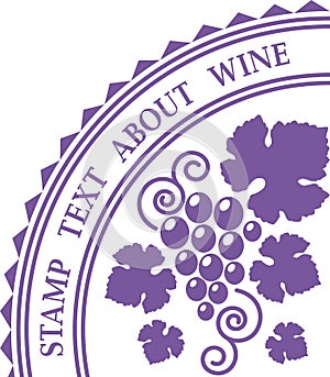 Rubber stamp for wine decoration; wine logo template.