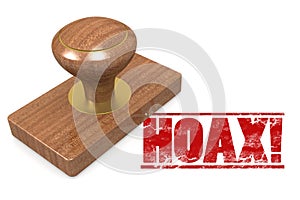 Rubber stamp with word Hoax