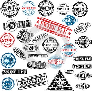 Rubber stamps Swine Flu grunge