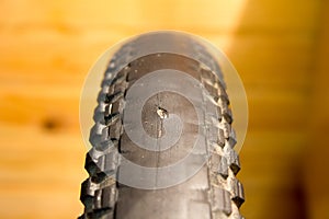 Rubber tire for bicycle with damage