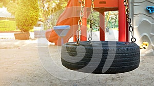 Rubber tire swing for kids in the park