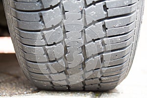 Rubber treads on car tyre