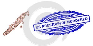 Rubber Us Presidents Murdered Watermark and Fractal Blood Knife Icon Mosaic