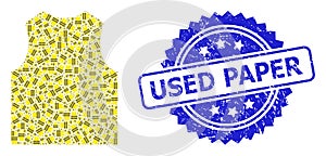 Rubber Used Paper Watermark and Fractal Yellow Vest Icon Collage