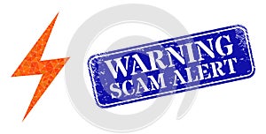 Rubber Warning Scam Alert Watermark with Electrical Hazard Lowpoly Icon