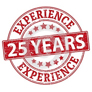 Rubber web stamp with text 25 Years Experience