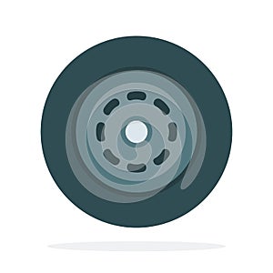Rubber wheel vector flat material design isolated object on white background.