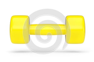 Rubber yellow dumbbell isolated on white background