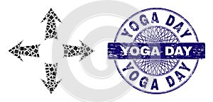 Rubber Yoga Day Stamp Seal and Geometric Expand Arrows Mosaic