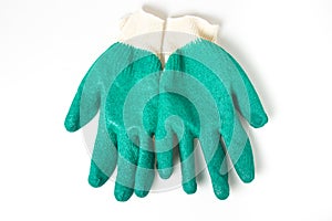 Rubberized fabric gloves on a white background.