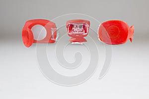 Rubberized red flashlight with two diodes