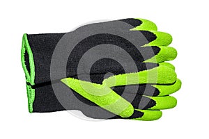 Rubberized work gloves on a white background.Latex-coated work gloves.Work gloves with anti-slip coating.