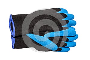 Rubberized work gloves on a white background.Latex-coated work gloves.Work gloves with anti-slip coating.