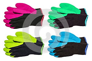 Rubberized work gloves on a white background.Latex-coated work gloves.Work gloves with anti-slip coating.