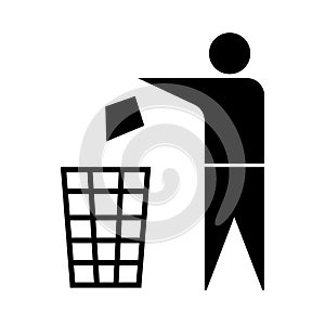 Rubbish bin sign. Image of a trash can. The symbol of purity. Waste recycling illustration. Vector drawing photo