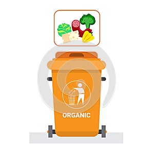 Rubbish Container For Organic Waste Icon Recycle Sorting Garbage Concept Logo