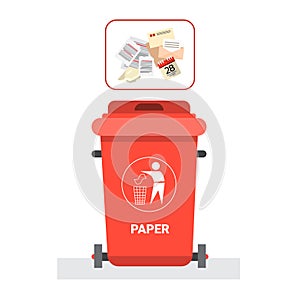 Rubbish Container For Paper Waste Icon Recycle Sorting Garbage Concept Logo