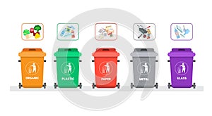 Rubbish Container For Sorting Waste Icon Set Recycle Garbage Concept Logo Collection