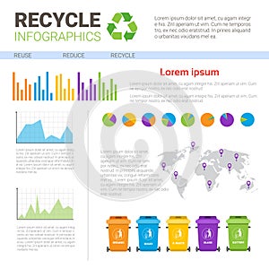 Rubbish Container For Sorting Waste Infographic Banner Recycle Garbage Concept