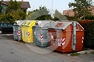 Rubbish containers in the street