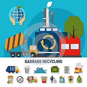 Rubbish Disposal Icon Set