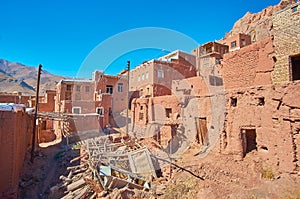 The rubbish dump in old street of Abyaneh mountain village