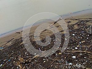 Rubbish, garbage and pollution on the beach all around the world