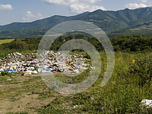 Rubbish on the green grass